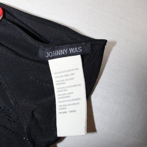 NWT Johnny Was Biya JWLA 3J Workshop Mia Heat Transfer Beaded Black Silk Scarf - Picture 7 of 7
